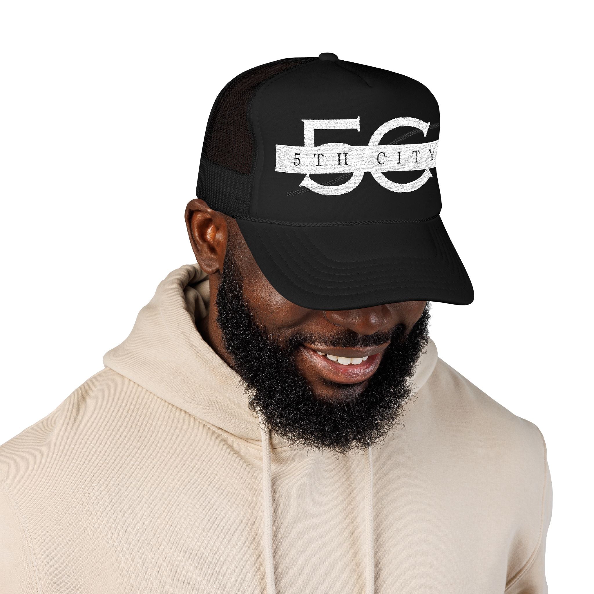 5th City Stylish Foam Trucker Hat, Casual Outdoor Accessory, Trendy Embroidered Cap, Ideal for Summer Events, Great Gift for Dads