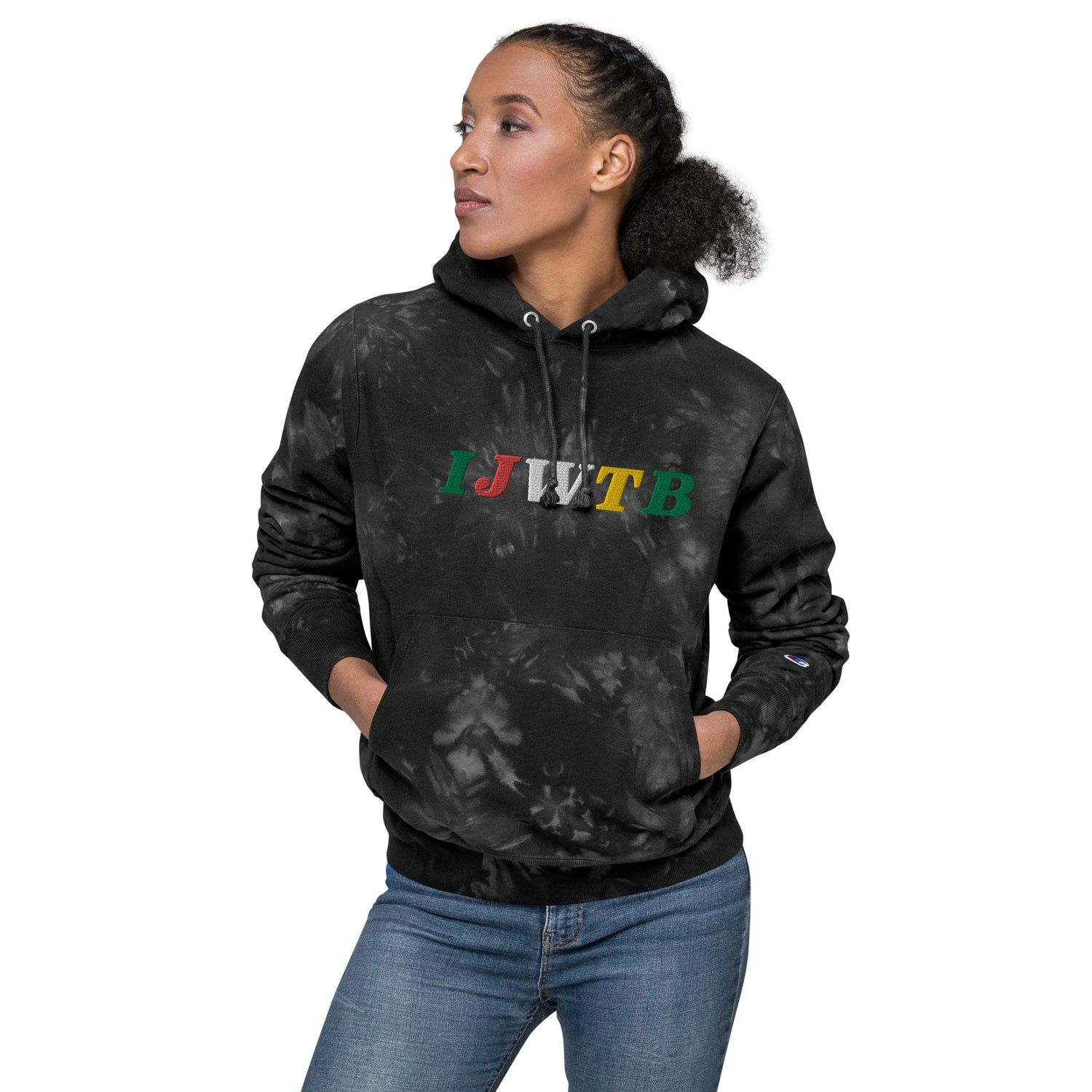 IJWTB Embroidered Unisex Champion tie-dye hoodie