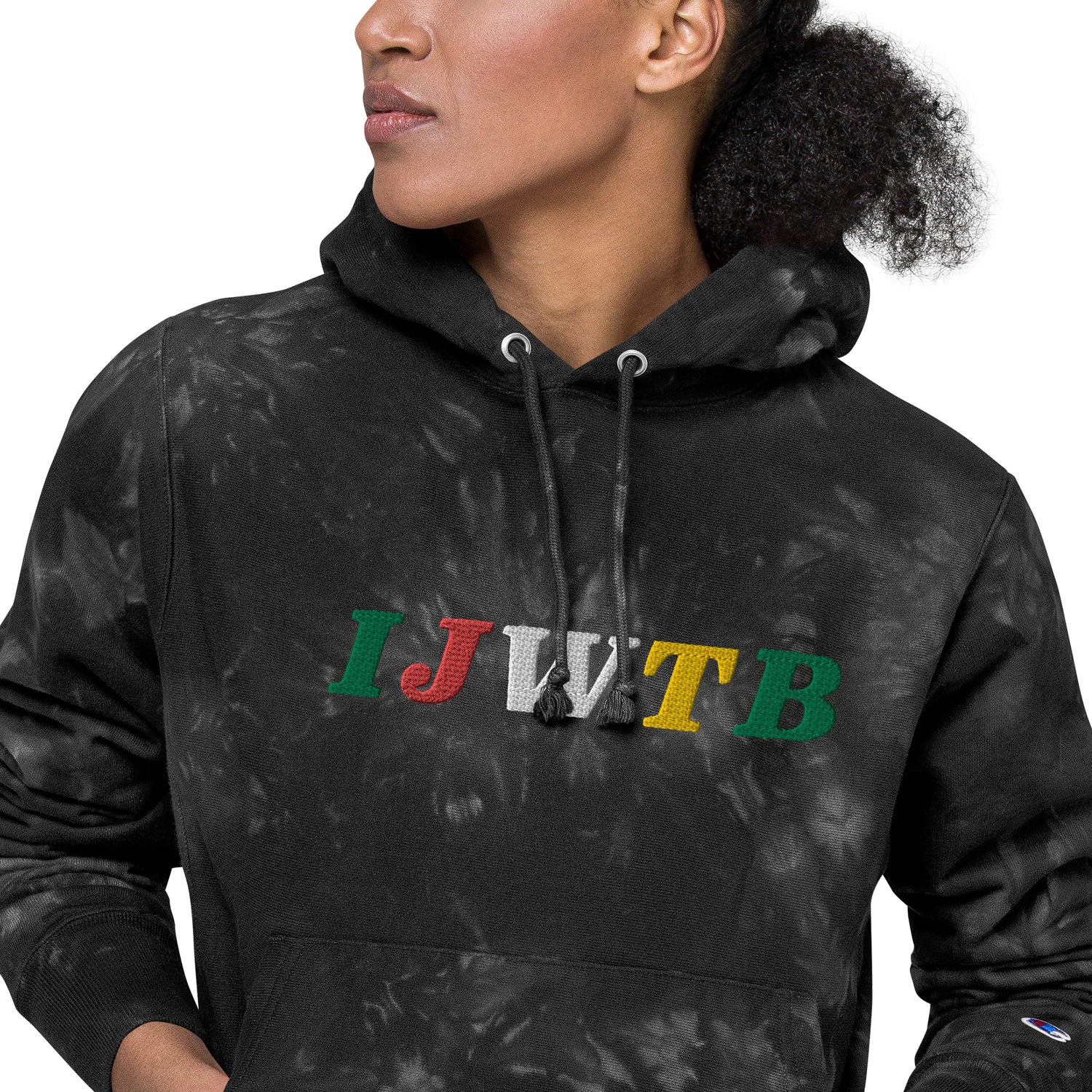 IJWTB Embroidered Unisex Champion tie-dye hoodie