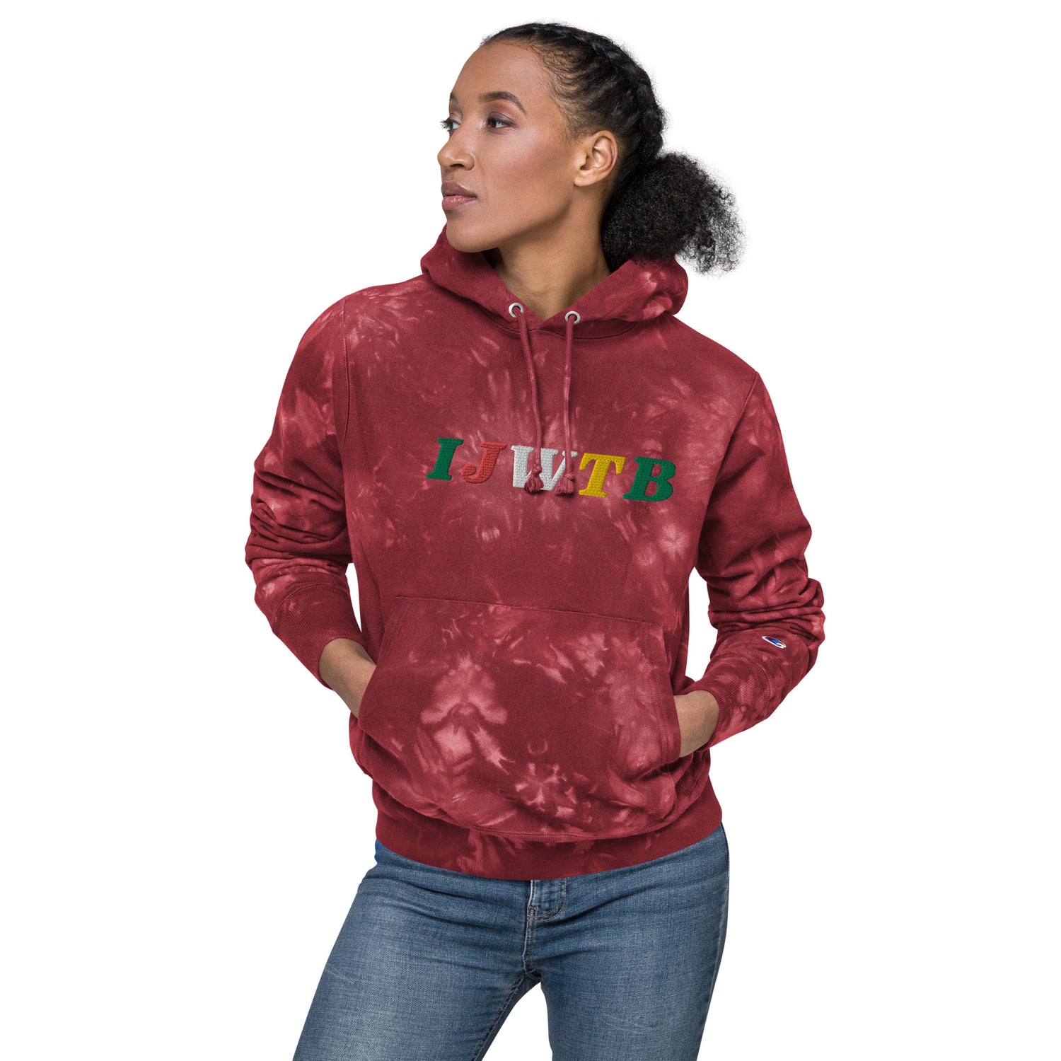 IJWTB Embroidered Unisex Champion tie-dye hoodie