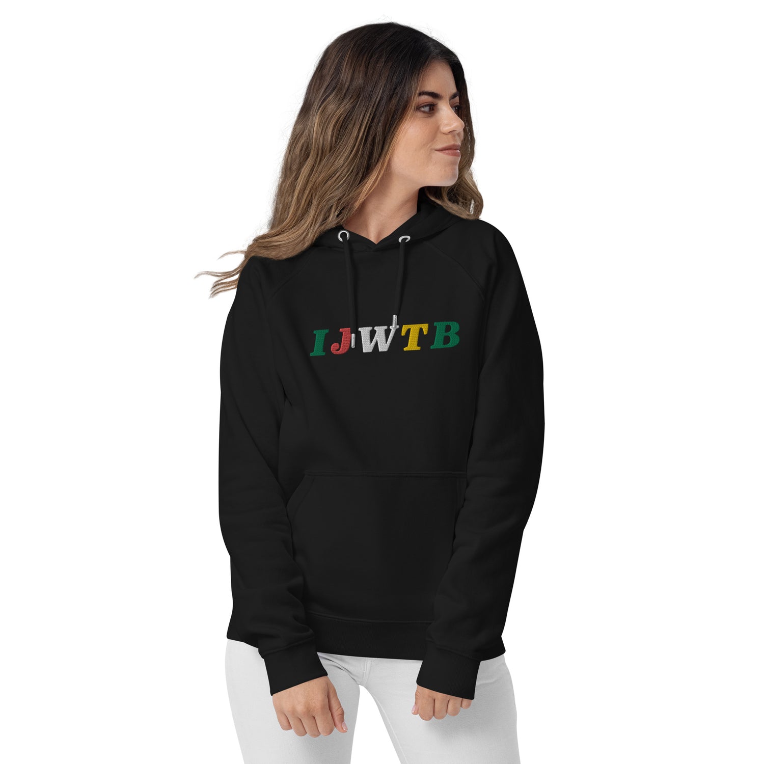 I.J.W.T.B. Embroidered Unisex eco raglan hoodie