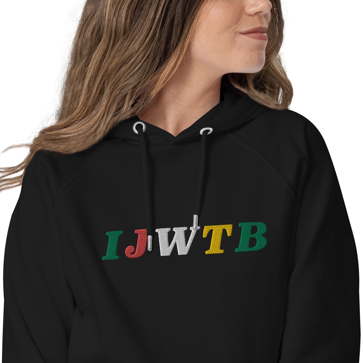 I.J.W.T.B. Embroidered Unisex eco raglan hoodie