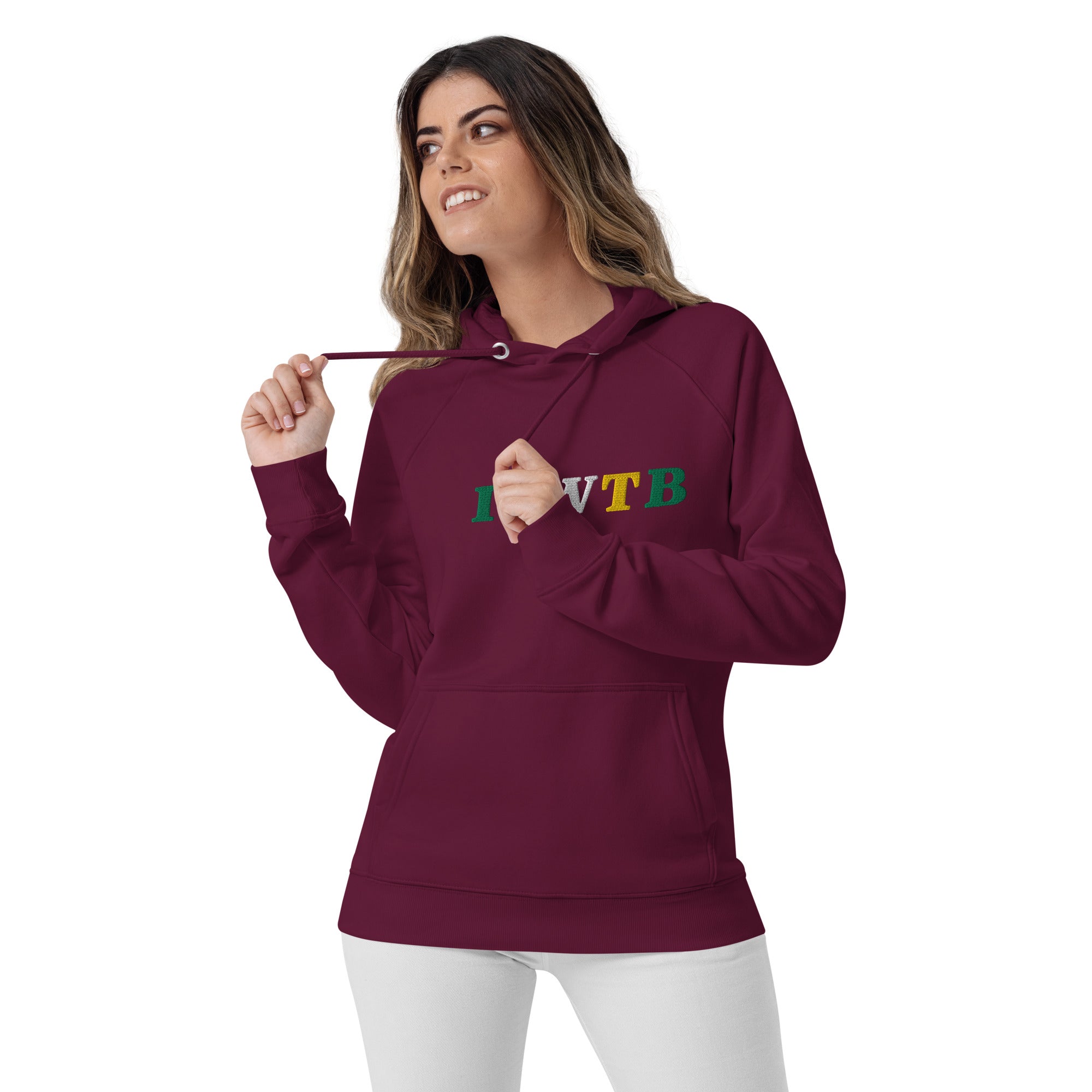 I.J.W.T.B. Embroidered Unisex eco raglan hoodie