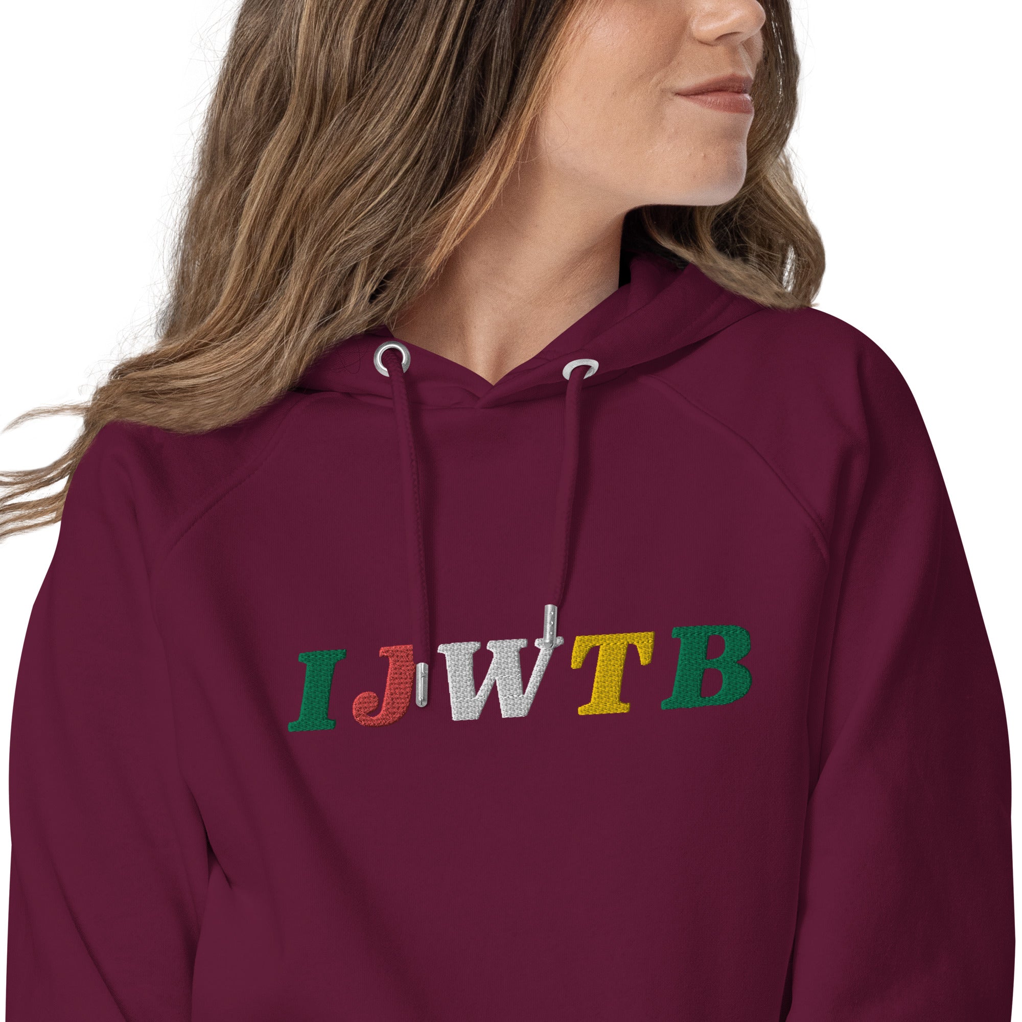 I.J.W.T.B. Embroidered Unisex eco raglan hoodie