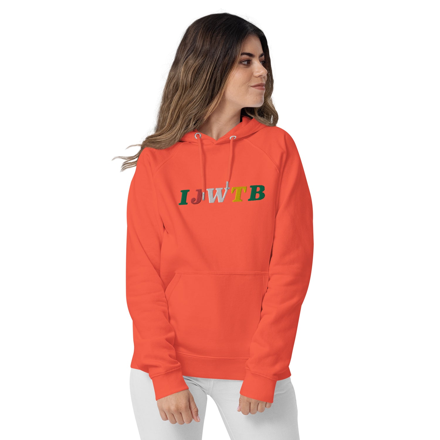 I.J.W.T.B. Embroidered Unisex eco raglan hoodie