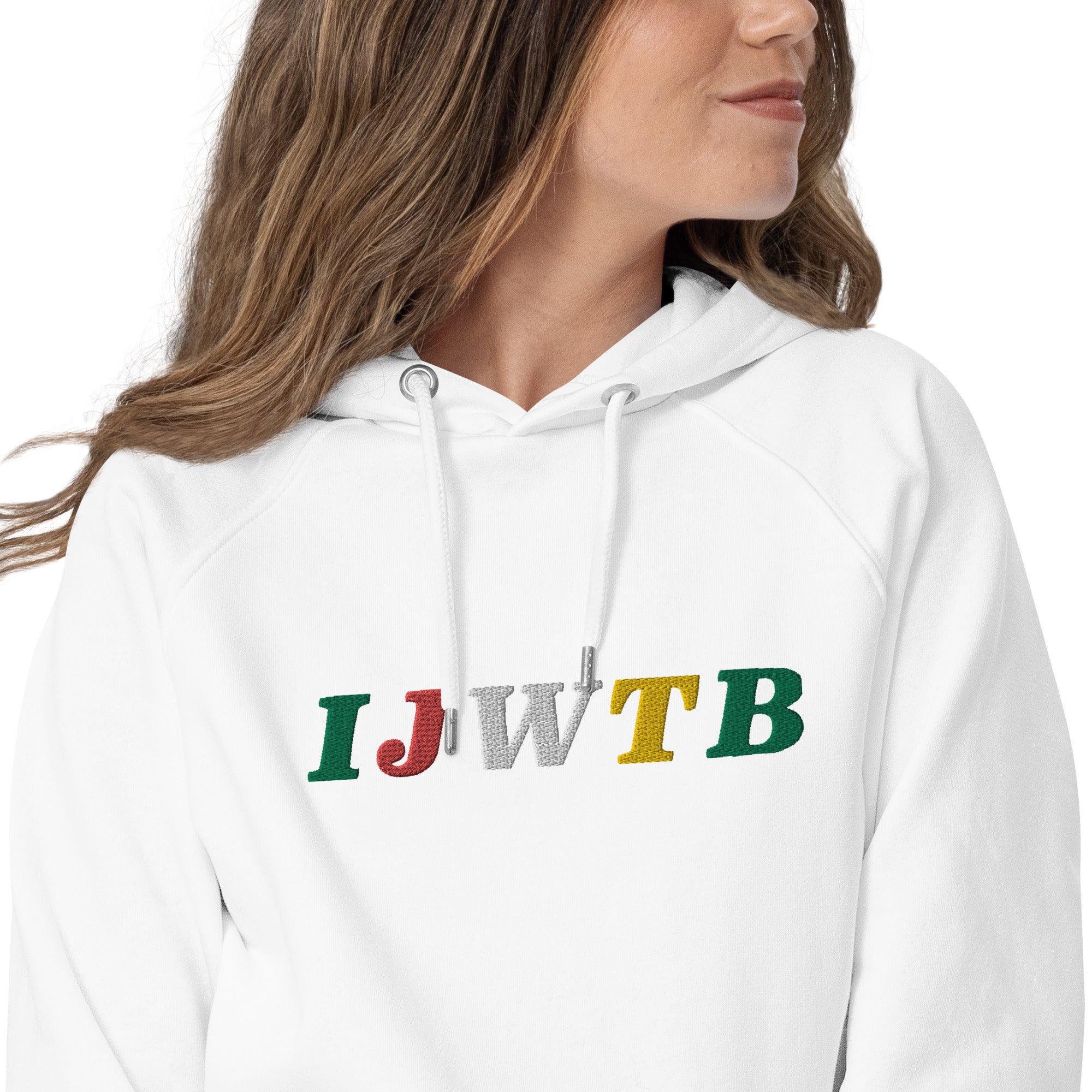 I.J.W.T.B. Embroidered Unisex eco raglan hoodie